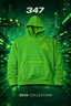 Malcriado Cotton Oversized Hoodie Green/Yellow